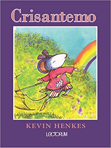 Book cover of Crisantemo with an illustration of a mouse skipping in a field.