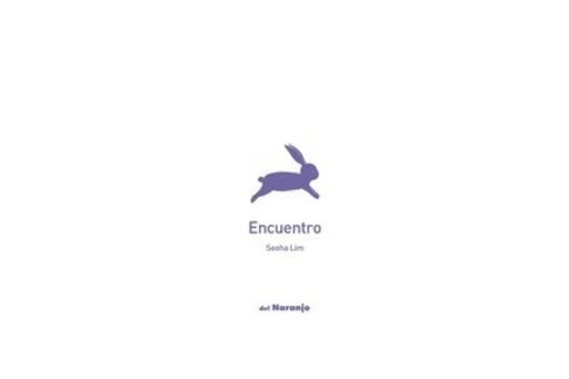 Book cover of Encuentro with an illustration of the purple shadow of a bunny.