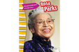 Book cover of Estadounidenses Asombrosos Rosa Parks with a photograph of Rosa Parks.
