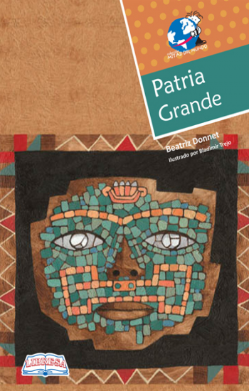 Book cover of Patria Grande with an illustration of a mosaic face.