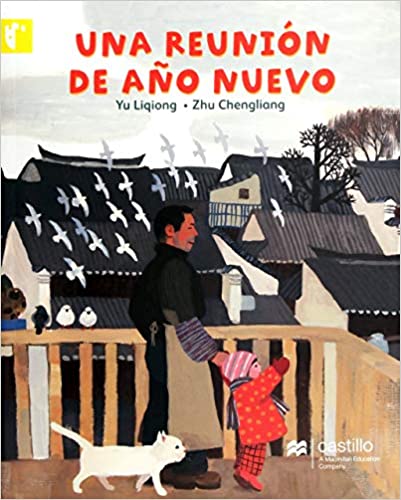Book cover of Una Reunion de Ano Nuevo a man and a little girl.
