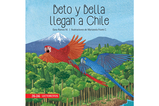Book cover depicting two macaws flying over an Araucaria forest in Chile.