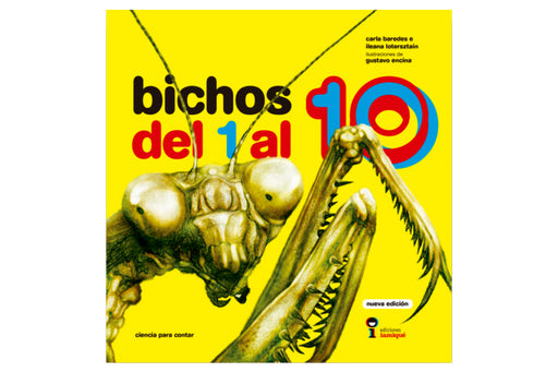 Book cover of Bichos del 1 al 10 with an illustration of a praying mantis.