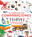 Book cover of El Libro de las Comparaciones shows many objects such as animals, vehicles, planets, and more.