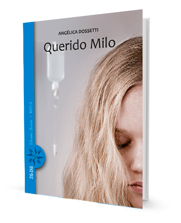 Book cover of Querido Milo with a photograph of a girl and an IV.