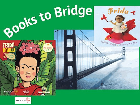 books to bridge edit image with Frida Kahlo book covers