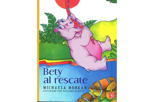 Book cover of Bety al Rescate with an illustration of a hippo floating above water.