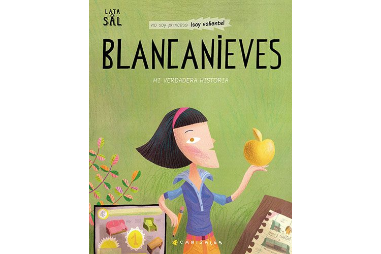Book cover of Blancanieves with an illustration of snow white holding an apple.