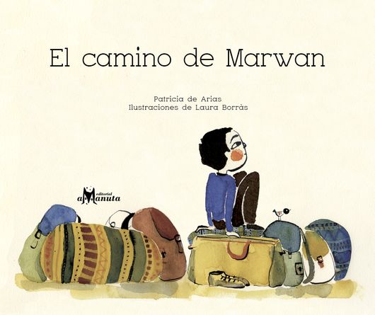 Book cover depicting an illustration of a kid sitting on top of a bunch of bags and suitcases
