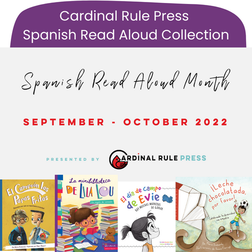 Image of four different books available for the cardinal rule press Spanish read aloud collection.