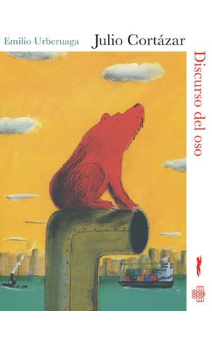 Book cover of Discurso del Oso with an illustration of a bear sitting on a scope in the ocean.