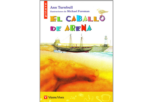 Book cover of El Caballo de Arena with an illustration of boats on water.