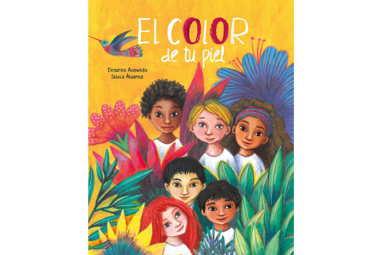 Book cover of El Color de tu Piel with an illustration of 6 different types of people in plants.