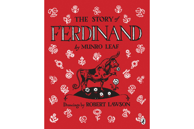 Book cover of El Cuento de Ferdinando with an illustration of a bull.