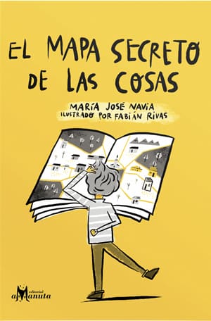 Book cover of El Mapa Secreto de las Cosas with an illustration of a boy reading a map.