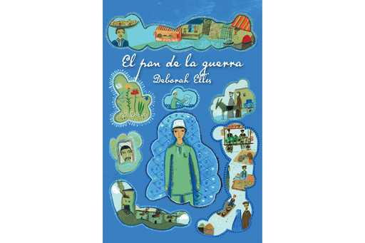 Book cover of El pan de la Guerra with illustrations of a man surrounded by different thoughts he has.