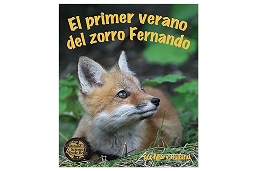 Book cover of El Primer Verano del Zorro Fernando with a photograph of a fox in the grass.