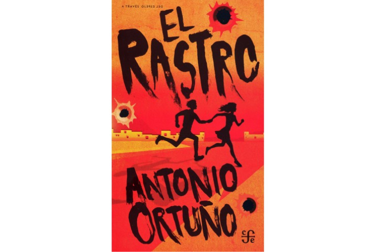Book cover of El Rastro with an illustration of two people running and holding hands.