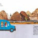 Photo of the inside of the book with an illustration of a car driving down the road in the desert.
