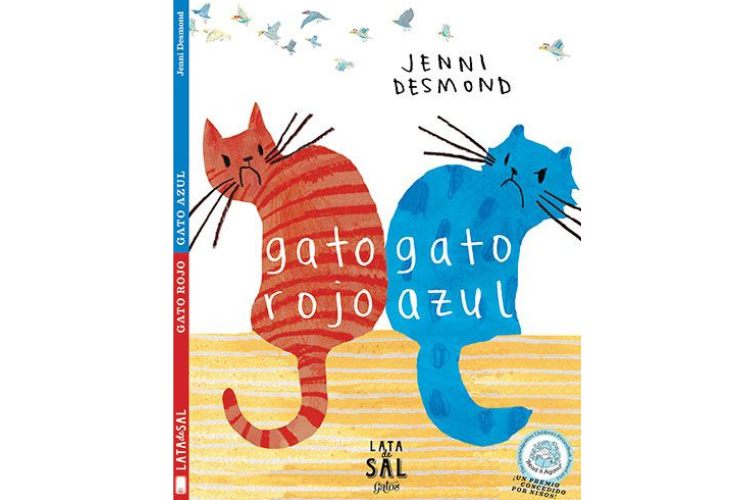 Book cover of Gato rojo gato Azul with an illustration of a red and blue cat