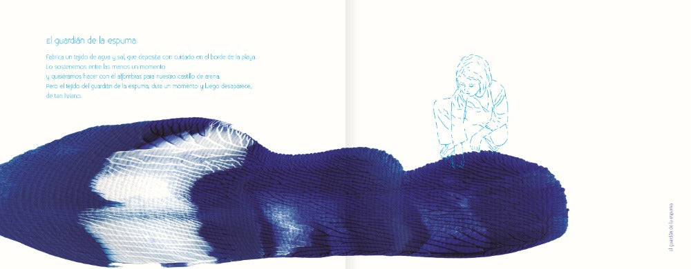 Inside image shows text and an illustration of a girl touching something blue.
