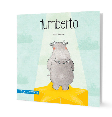 Book cover of Humberto with an illustration of a hippo with his hands behind his back.