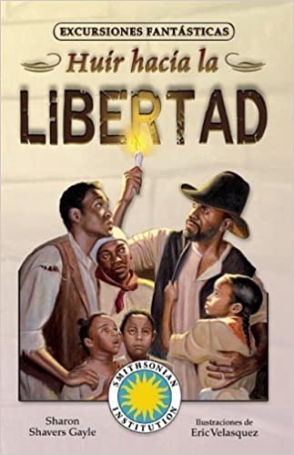 Book cover of Huir Hacia la Libertad with an illustration of people gathered under a torch.