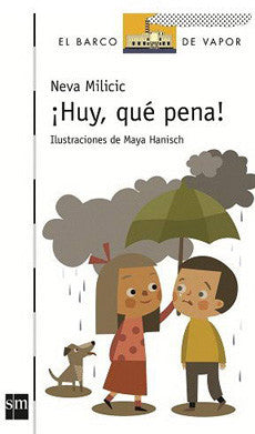 book cover illustrates a man and a woman in a storm holding an umbrella