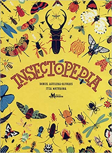 Book cover of Insectopedia with different illustrations of different insects.