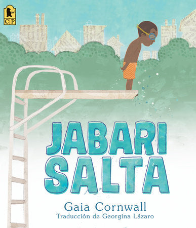 Book cover of Jabari Salta with an illustration of a boy looking down from a diving board.