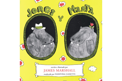 Book cover of Jorge y Marta with an illustration of two hippos.