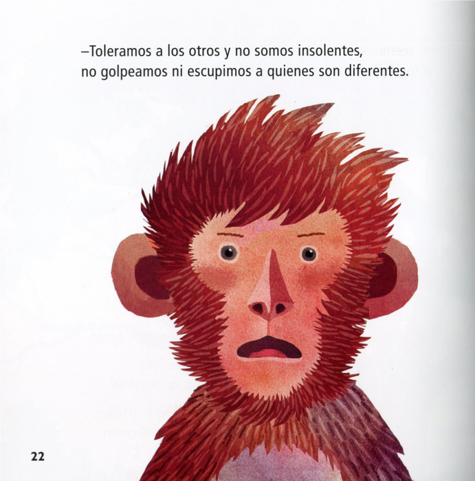 inside page illustrates a surprised monkey