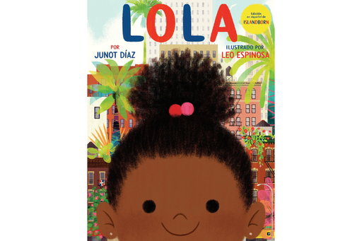 Book cover of Lola with an illustration of a little girl's face with a city pictured behind her.