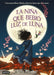 Book cover of La Nina que Bebio luz de Luna with an illustration of a girl standing on a ledge with the moon and glowing paper cranes pictured behind her.