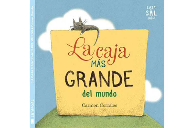 Book cover of La Caja mas Grande del Mundo with an illustration of a cat on a box.