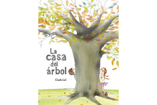 Book cover of La Casa del Arbol with an illustration of two kids with a tree.