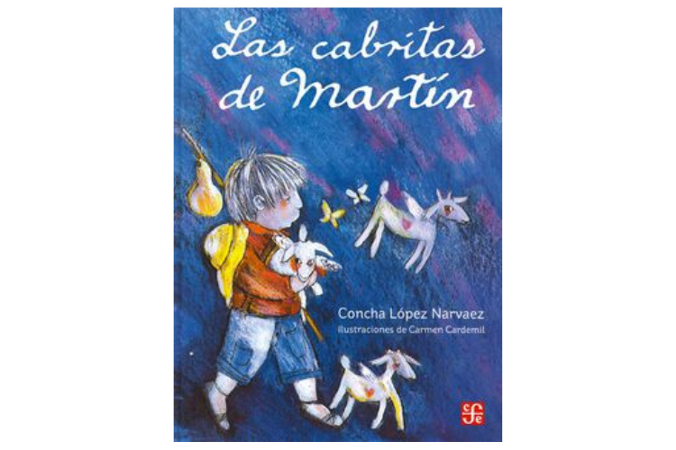 Book cover of Las Cabritas de Martin with an illustration of a boy holding a sheep.