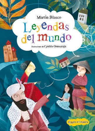 Book cover of Leyendas with an illustration of different people from different cultures.