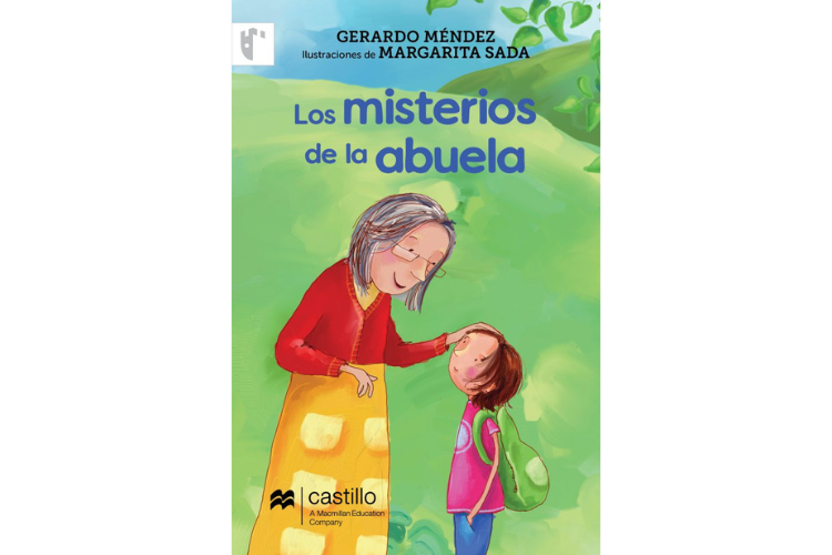 Book cover of Los Misterios de la Abuela with an illustration of a grandmother and granddaughter standing in a field.