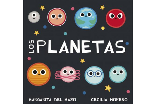 Book cover of Los Planetas with an illustration of eight planets on it.