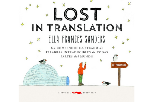 Book cover of Lost in Translation with an illustration of a man outside an igloo with three penguins near him.