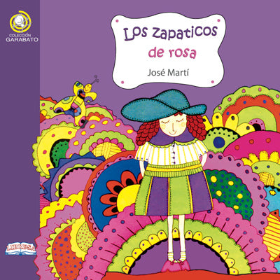 Book cover of Los Zapaticos de Rosa with an illustration of a girl with many different patterned circles behind her.