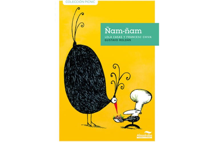 Book cover of Nam-Nam with an illustration of a chef holding out a bowl of food to a big bird.