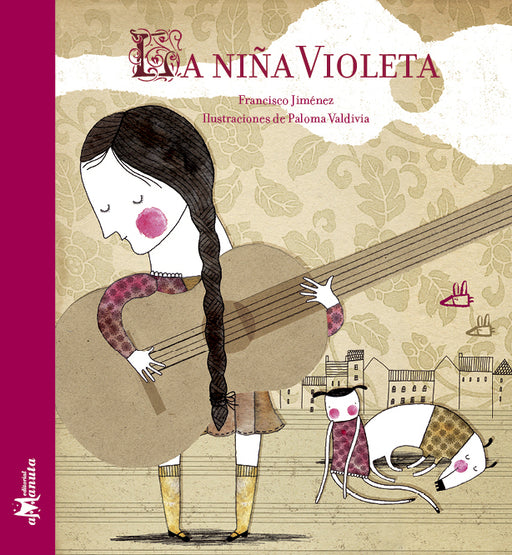 Book cover of La Nina Violeta with an illustration of a girl holding a guitar.