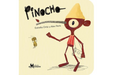 Book cover of Pinocho with an illustration of a little bug looking at a a wooden doll.
