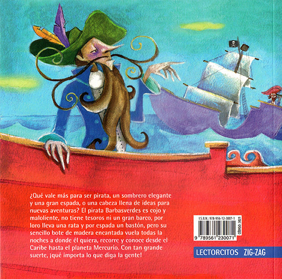 back cover shows a pirate watching another ship