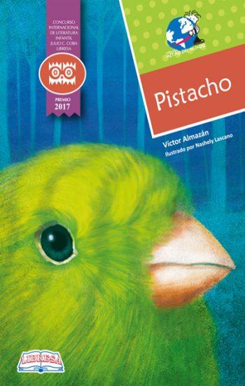 Book cover of Pistacho with an illustration of a green bird.