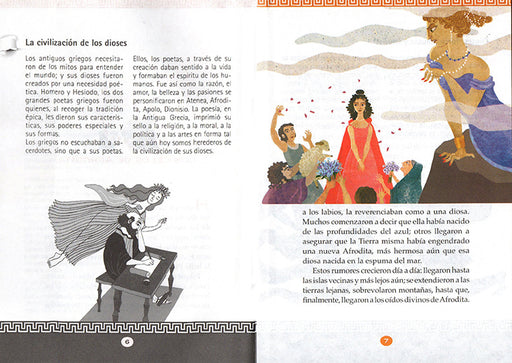 Inside pages show text and illustrations of ancient gods and goddesses from old civilizations.