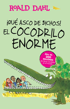 Book cover of Que Asco de Bichos! with an illustration of a crocodile with kids in its mouth.
