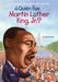 Book cover of Quien fue Martin Luther King Junior with an illustration of Martin Luther King speaking at a podium.